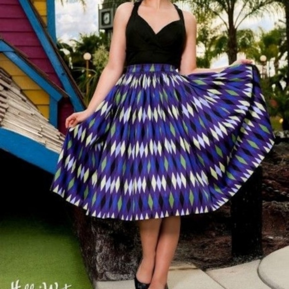 XS Pinup Couture Purple Harlequin Jenny skirt 1st - Picture 5 of 5
